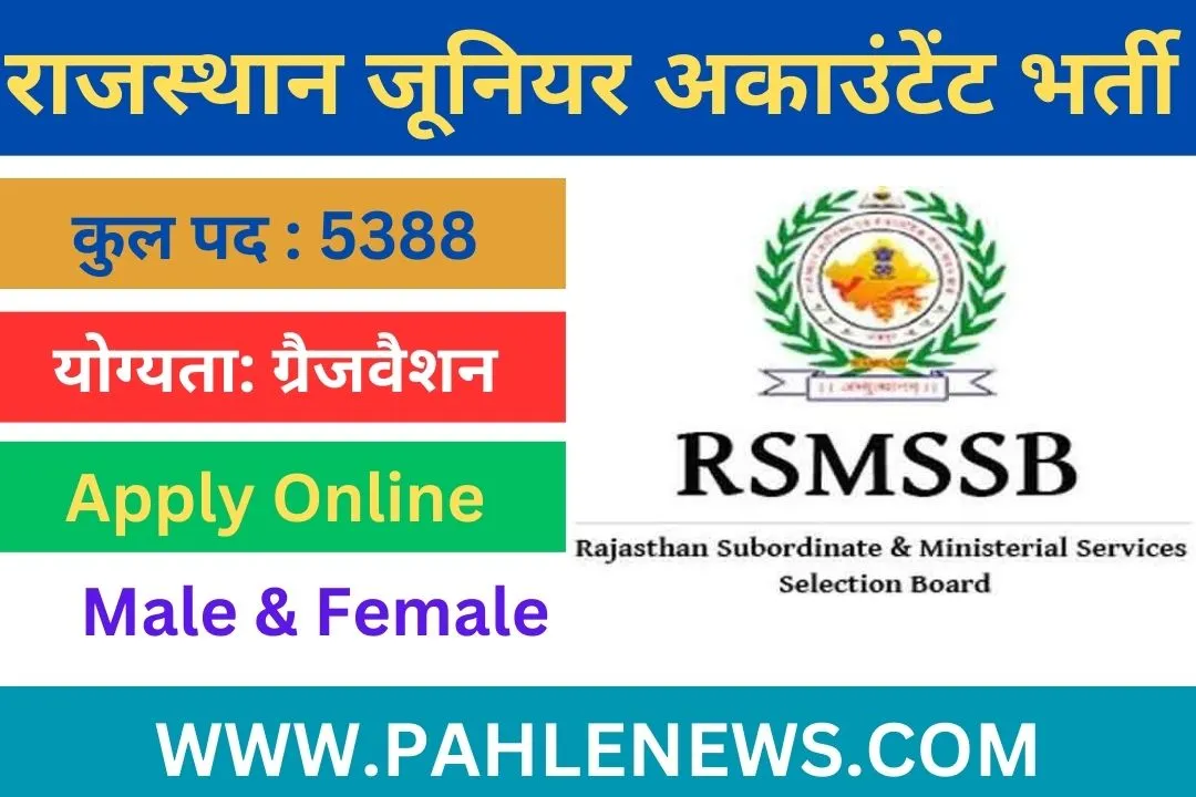 Rajasthan Junior Accountant Recruitment 2023: राजस्थान जूनियर अकाउनटेंट ...