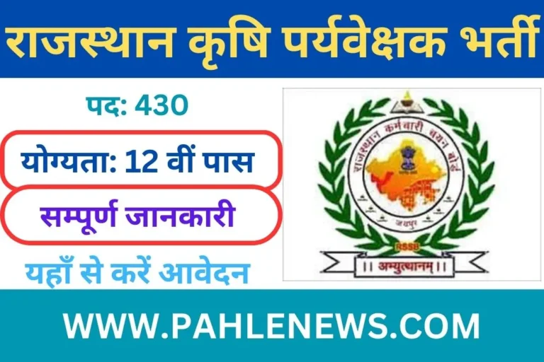 Rajasthan Agriculture Supervisor Recruitment 2023